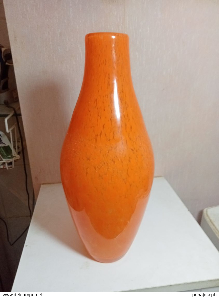 Vase Ancien Clichy Pate De Verre Hauteur 36 Cm Diamètre 14 Cm - Vasen