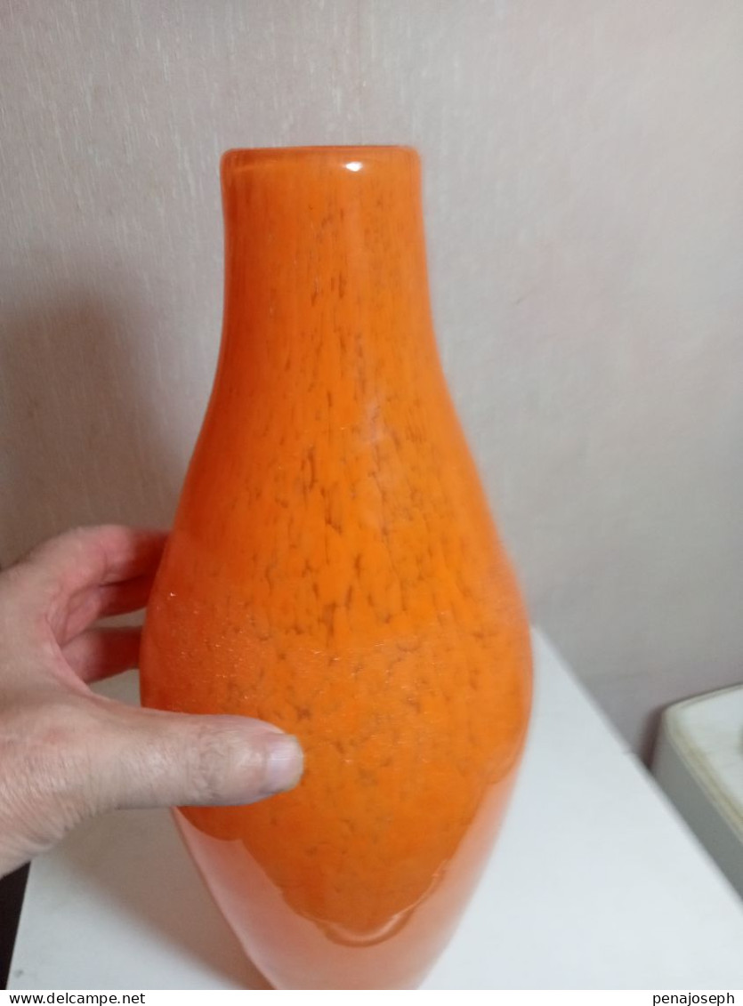 Vase Ancien Clichy Pate De Verre Hauteur 36 Cm Diamètre 14 Cm - Vasi