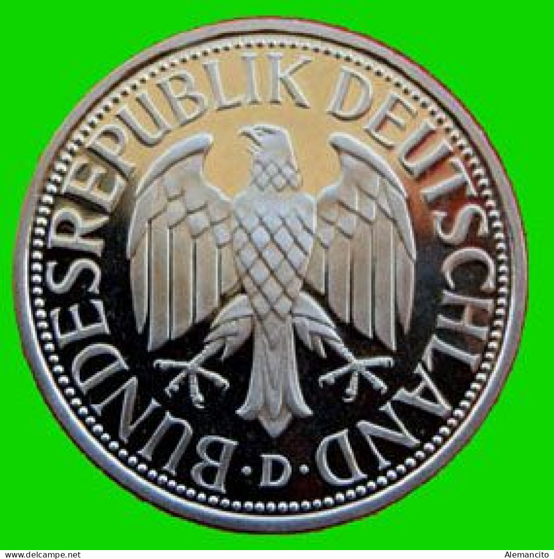 ALEMANIA - DEUTSCHLAND - GERMANY - 2 -MONEDAS DE 1.00 DM ESPIGAS Y AGUILA DEL AÑO 1977 CON LAS CECAS F.- D.- - 1 Mark