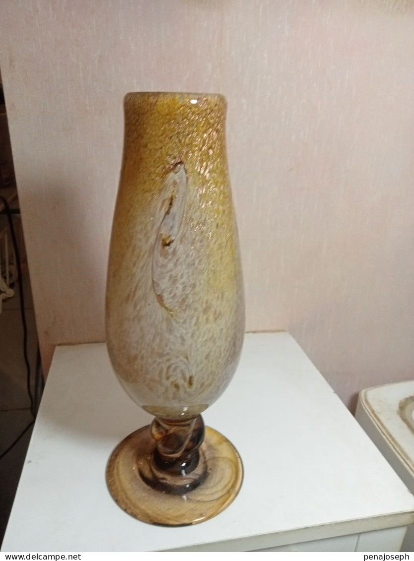 Vase Ancien Clichy Pate De Verre Hauteur 36 Cm Diamètre 14 Cm - Vasi