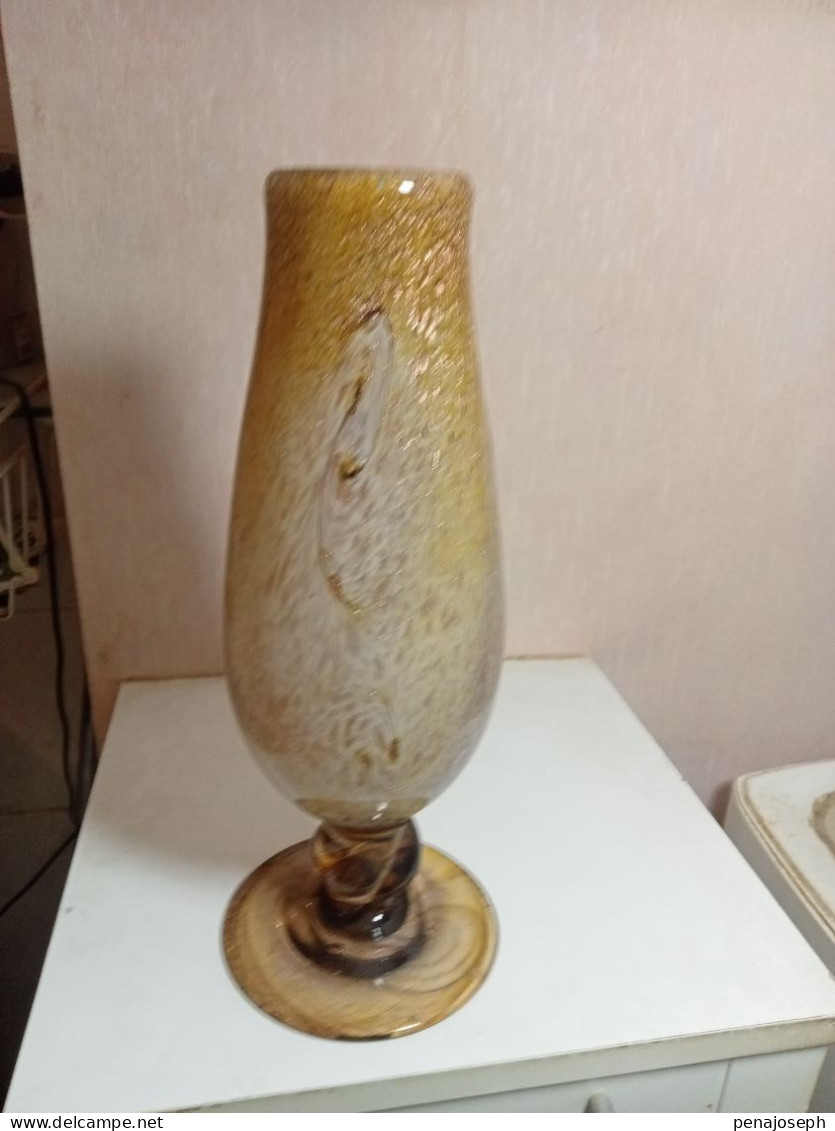 Vase Ancien Clichy Pate De Verre Hauteur 36 Cm Diamètre 14 Cm - Jarrones