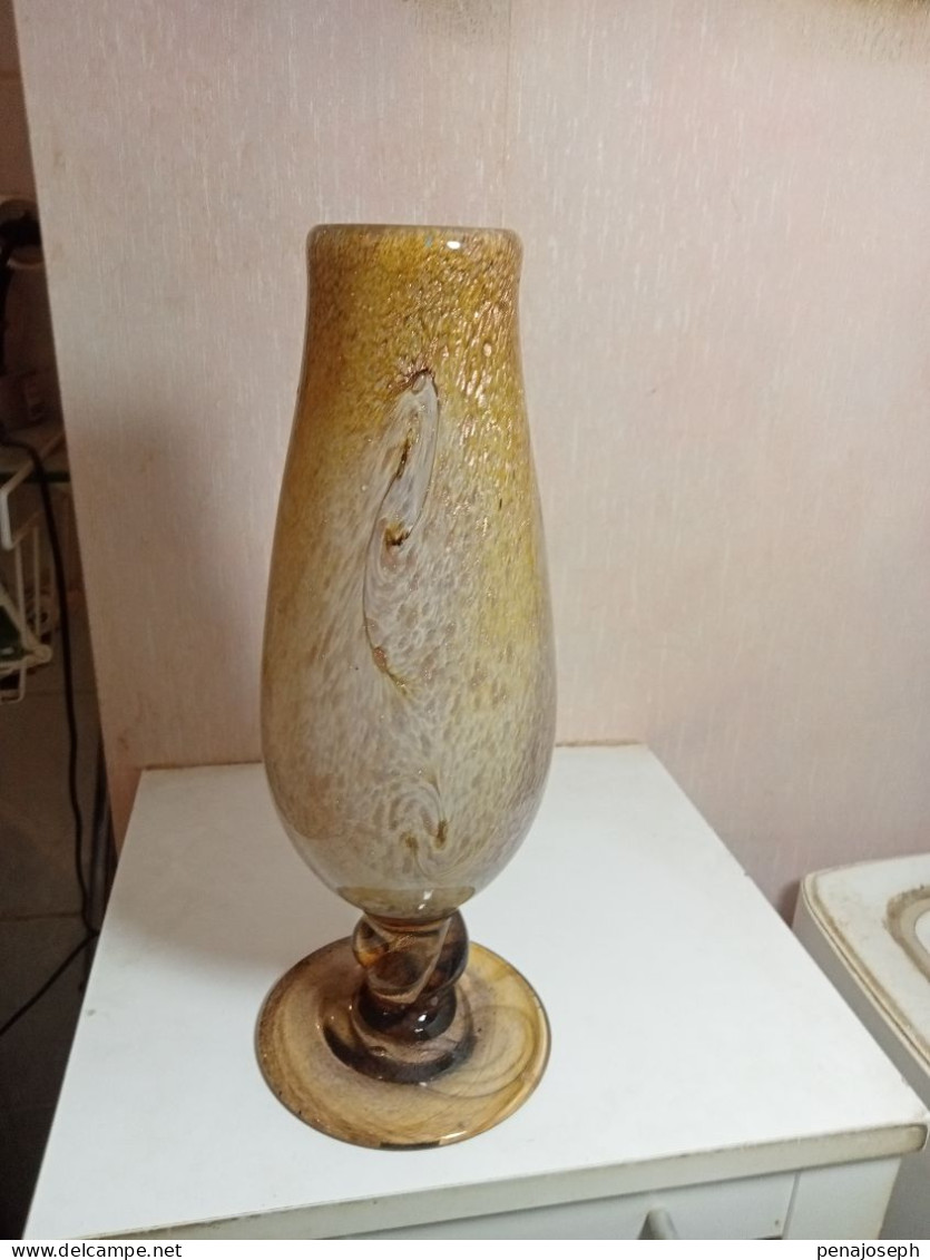 Vase Ancien Clichy Pate De Verre Hauteur 36 Cm Diamètre 14 Cm - Jarrones