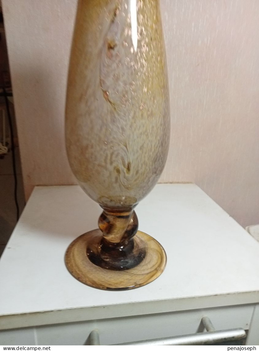 Vase Ancien Clichy Pate De Verre Hauteur 36 Cm Diamètre 14 Cm - Vasi