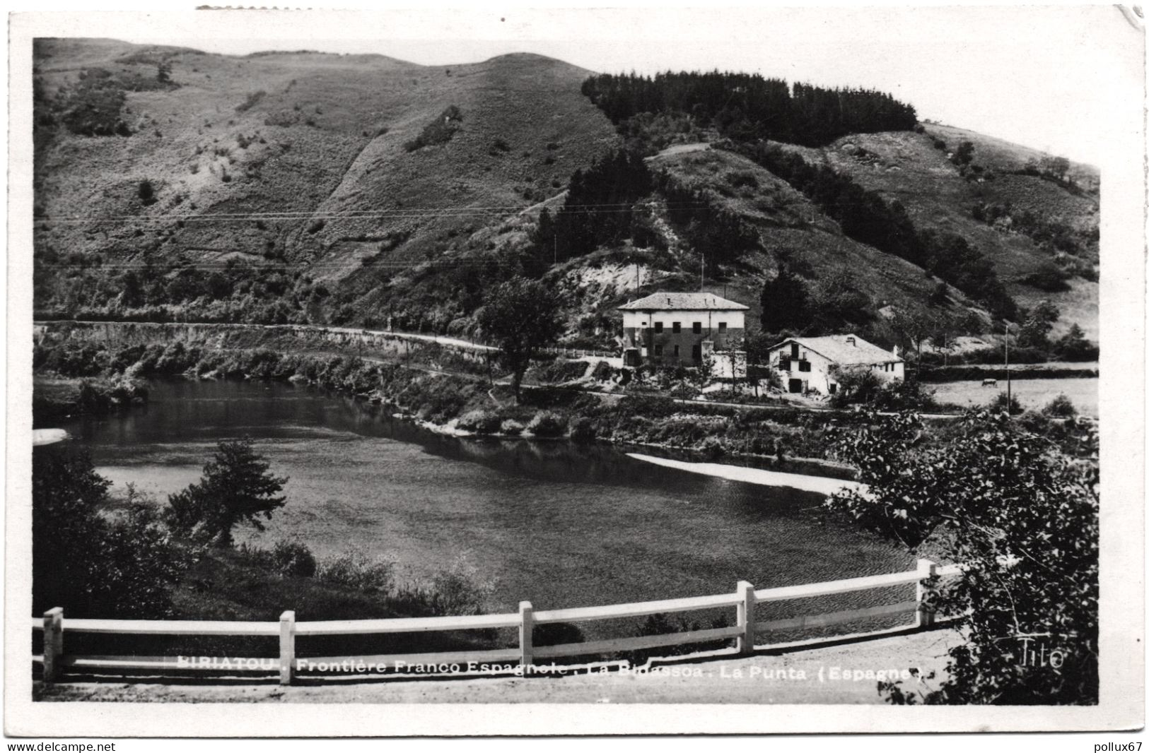 CPA DE BIRIATOU  (PYRÉNÉES-ATLANTIQUES)  FRONTIÈRE FRANCO-ESPAGNOLE - LA BIDASSOA - LA PUNTA - Biriatou