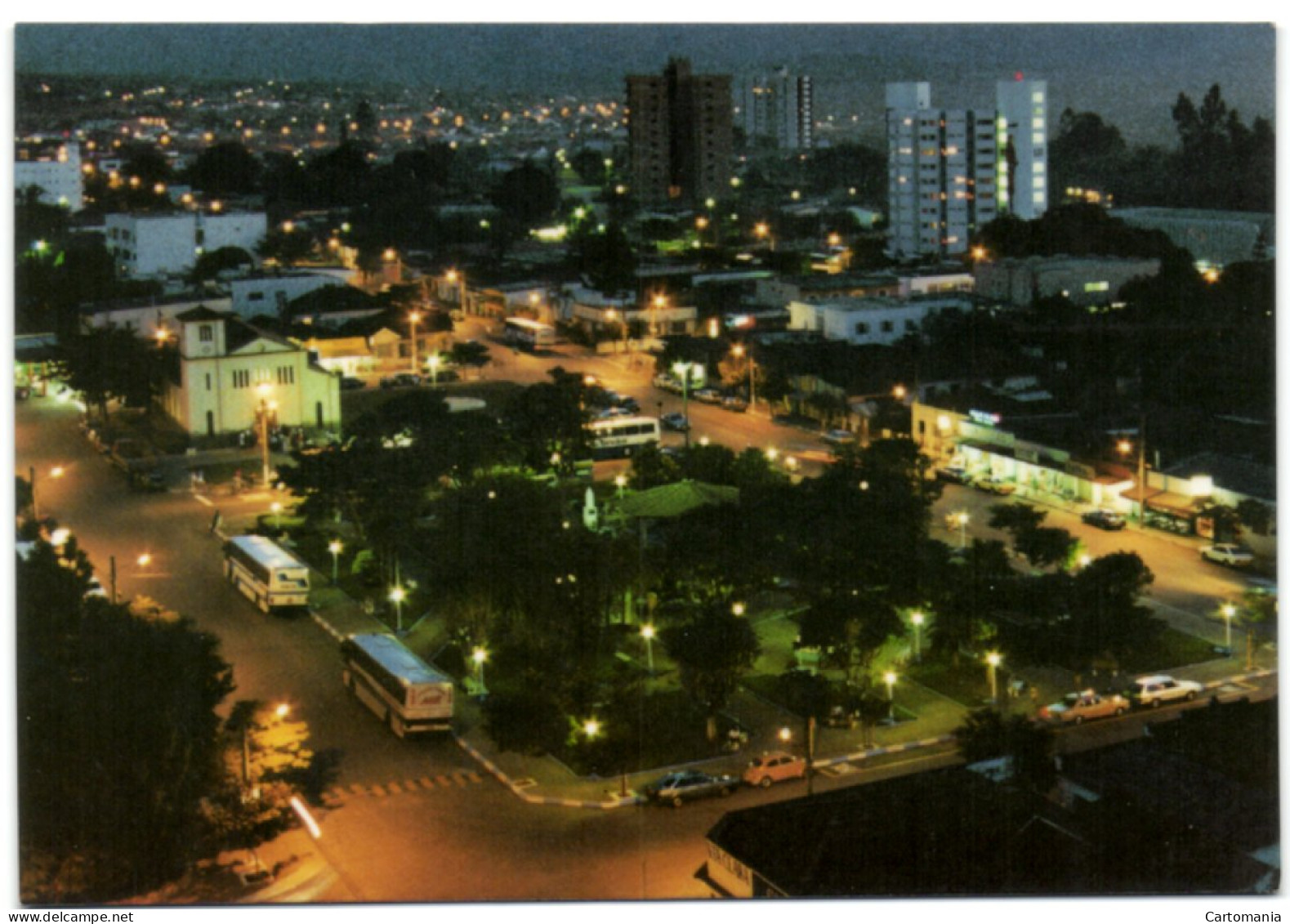 Caldas Novas - GO - Brasil - Vista Noturna Parcial Da Cidade Com Destaque Para E Praça Matriz A Esquerda - Goiânia