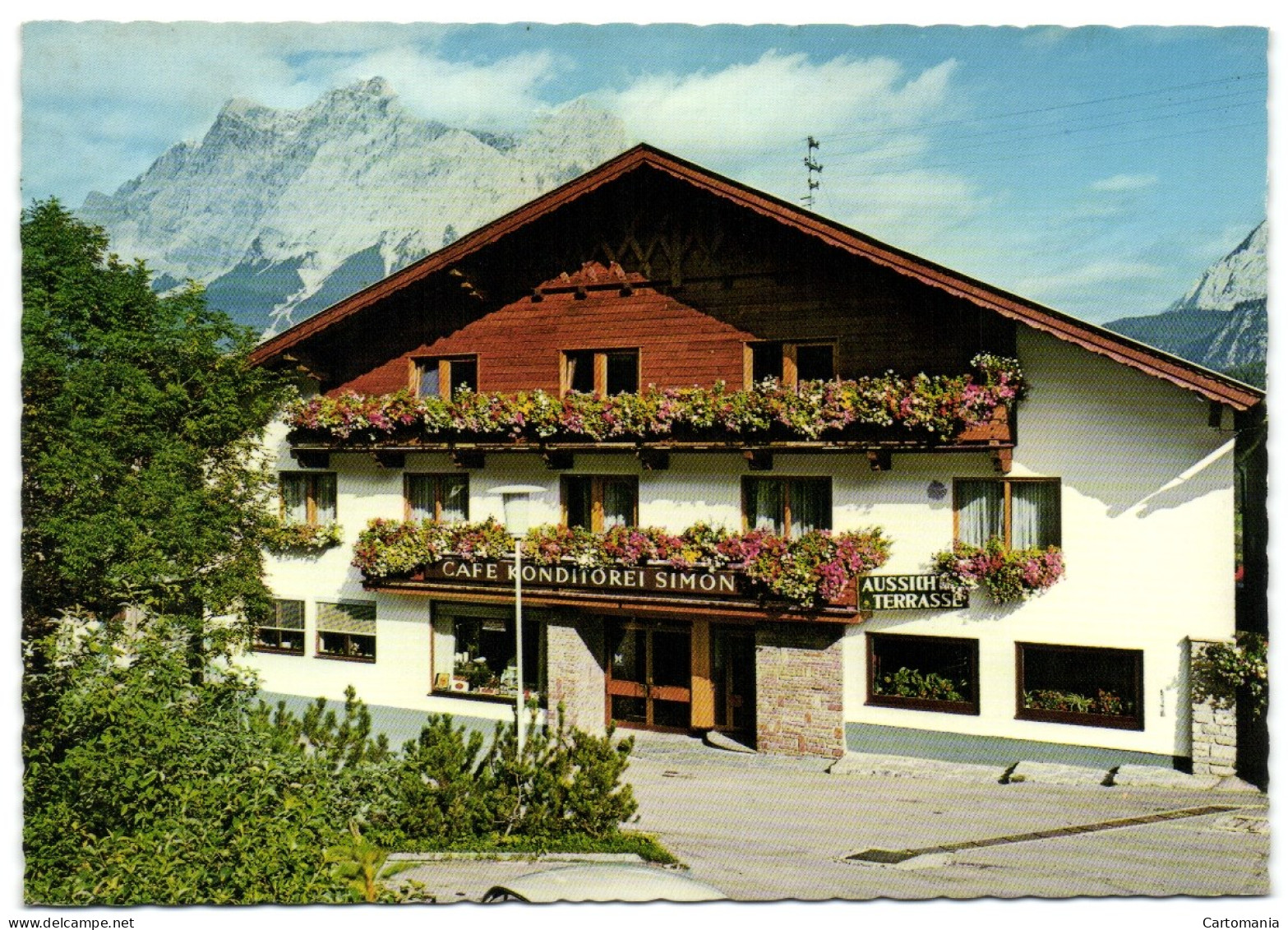 Lermoos - Terrassen-Café Simon Mit Blick Zur Zugspitze - Lermoos