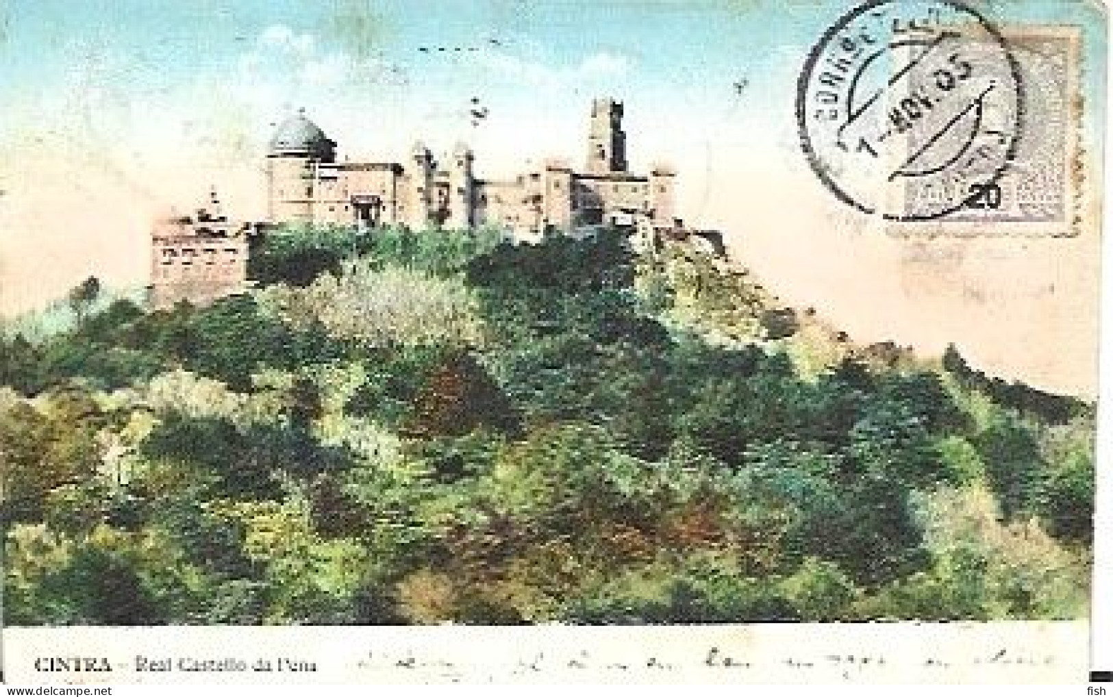 Portugal & Marcofilia, Cintra, Real Castello Da Pena, Chiffre Taxe, Lisboa A Paris 1905 (8876) - Storia Postale