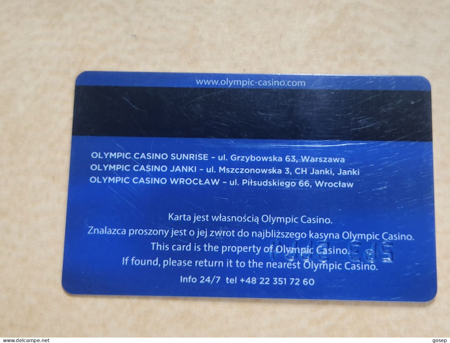 POLSKA-CASINO OLYMPIC-BONUS CLUB-(263-5664)-used Card+1card Prepiad Free - Tarjetas De Casino