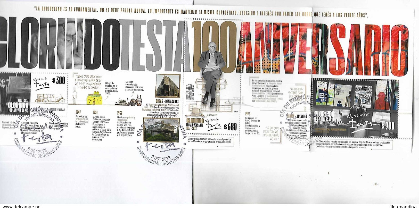 #75301 ARGENTINA 2023 CLORINDO TESTA ARCHITECTURE ANIVERSARY FDC - Ungebraucht