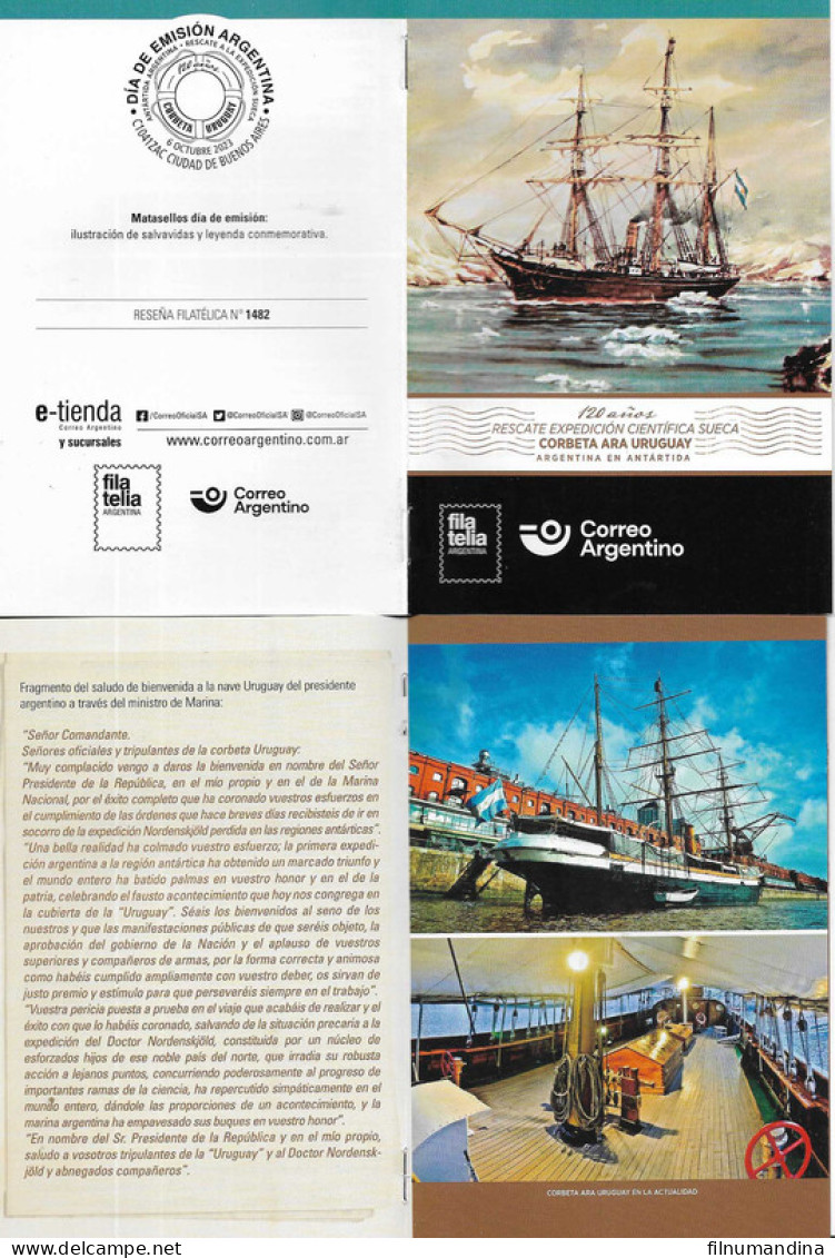 #75298 ARGENTINA 2023 SHIP ANTARCTIC RESCUE CORBETA URUGUAY PAINTING COMBO - Unused Stamps