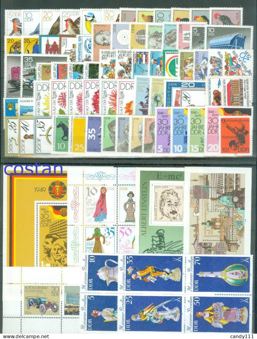 1979 DDR/GDR-Germany,Complete Year Set/Jahrgang=79 Stamps +3 S/s+2 KB,CV$75,MNH - Sammlungen