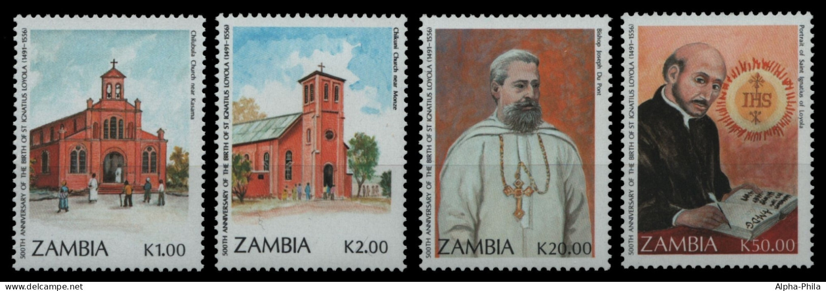 Sambia 1991 - Mi-Nr. 582-585 ** - MNH - Ignatius Von Loyola - Zambia (1965-...)