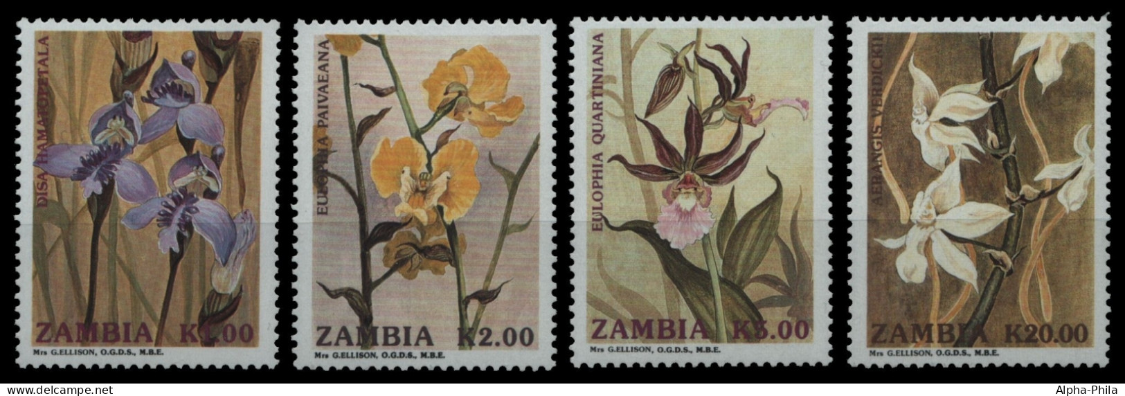 Sambia 1992 - Mi-Nr. 595-598 ** - MNH - Orchideen / Orchids - Zambia (1965-...)