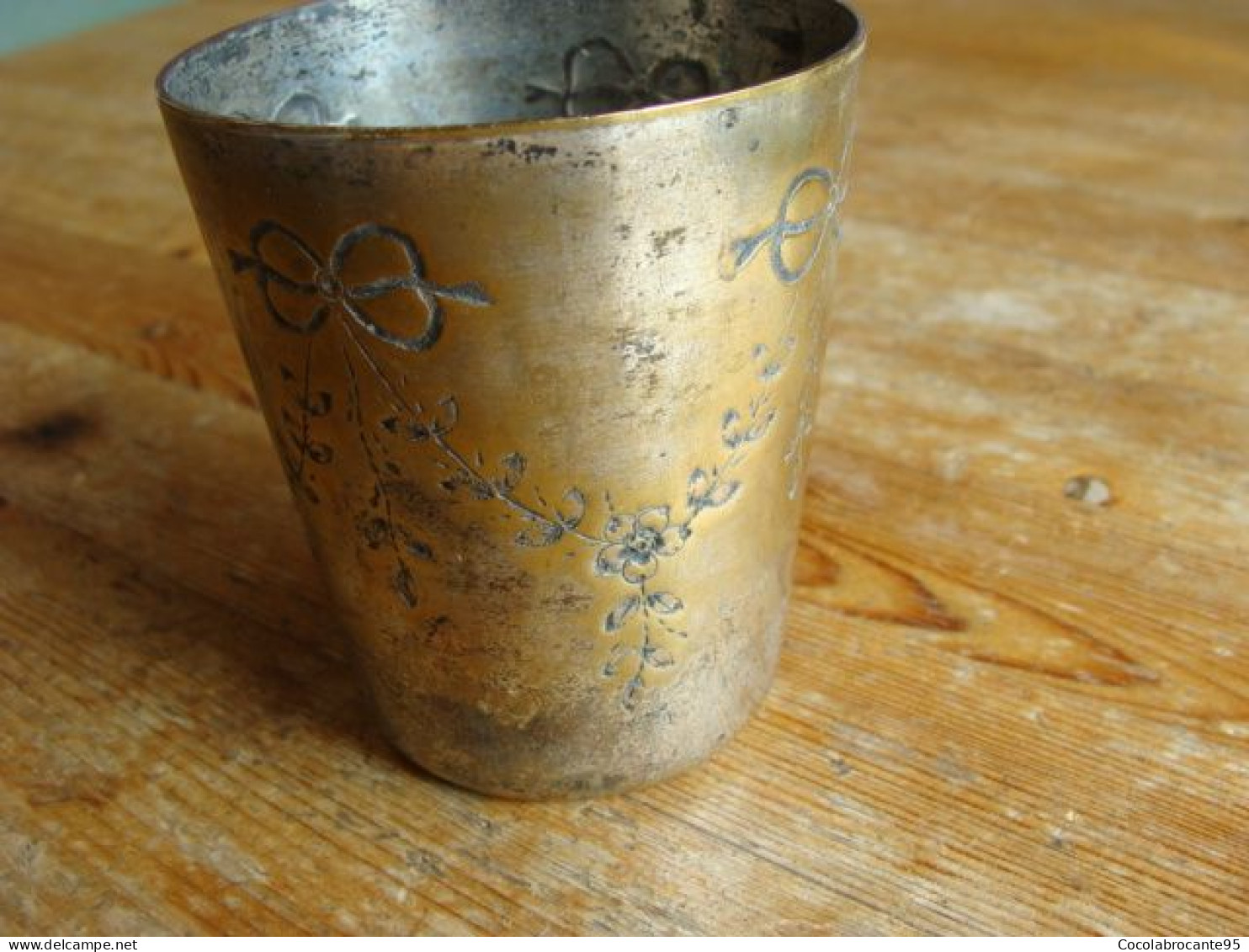 Timbale Argentée Ancienne Patine Dorée - Cups