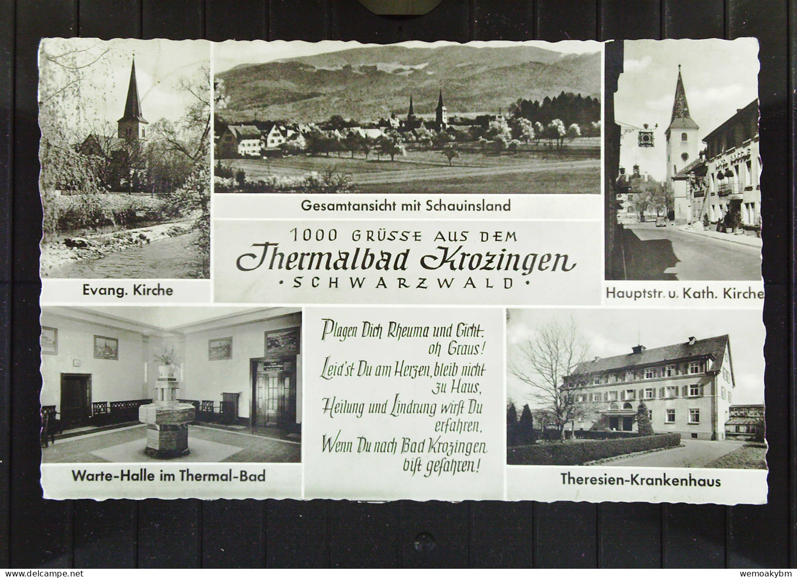 BRD:  AK Von Thermalbad Krozingen, Schwarzwald Mit 5 Ansichten Vom 8.6.1954 Mit 5 Pf. Posthorn Im Senkr. Paar Knr.: 125  - Bad Krozingen