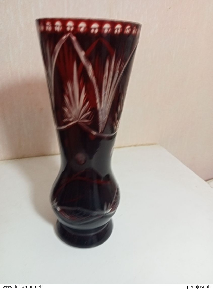 Vase Ancien Cristal De Boheme Hauteur 21 Cm - Vases