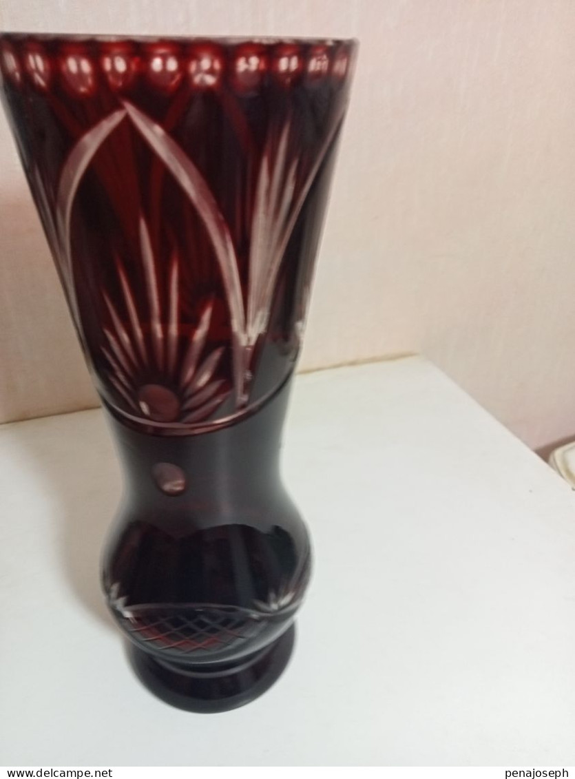 vase ancien cristal de boheme hauteur 21 cm