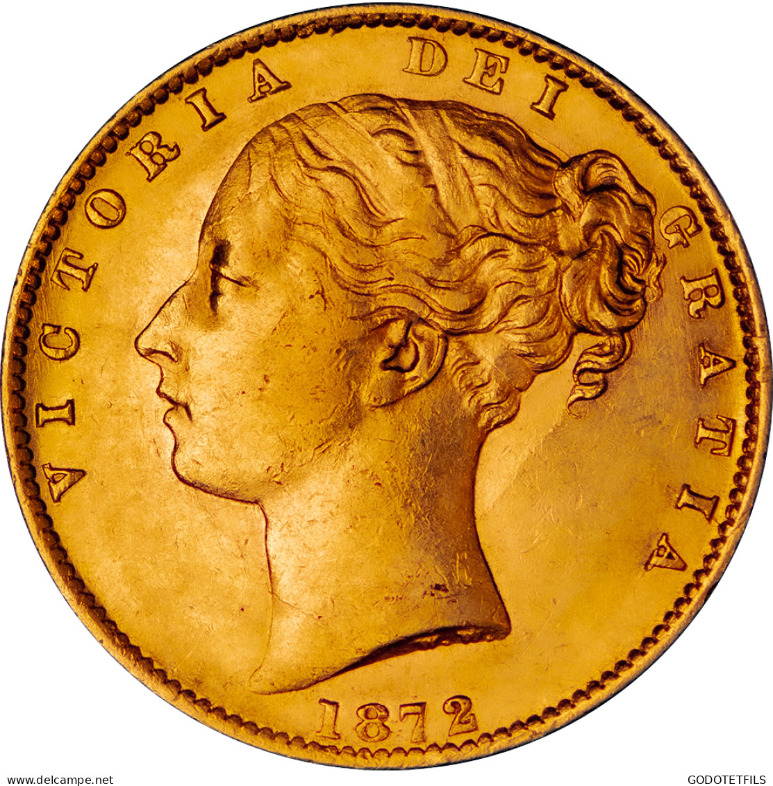 Royaume-Uni Souverain Victoria Buste Jeune Et Armoiries No Die Number 1872 - 1 Sovereign