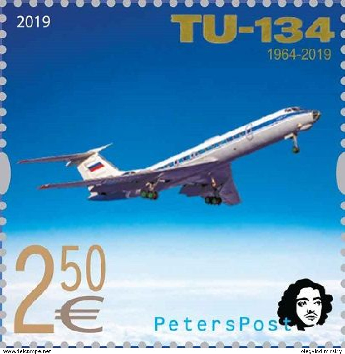 Finland Finnland Finlande 2019 Legend Of Aviation Airplane TU-134 Peterspost Stamp Mint - Ungebraucht