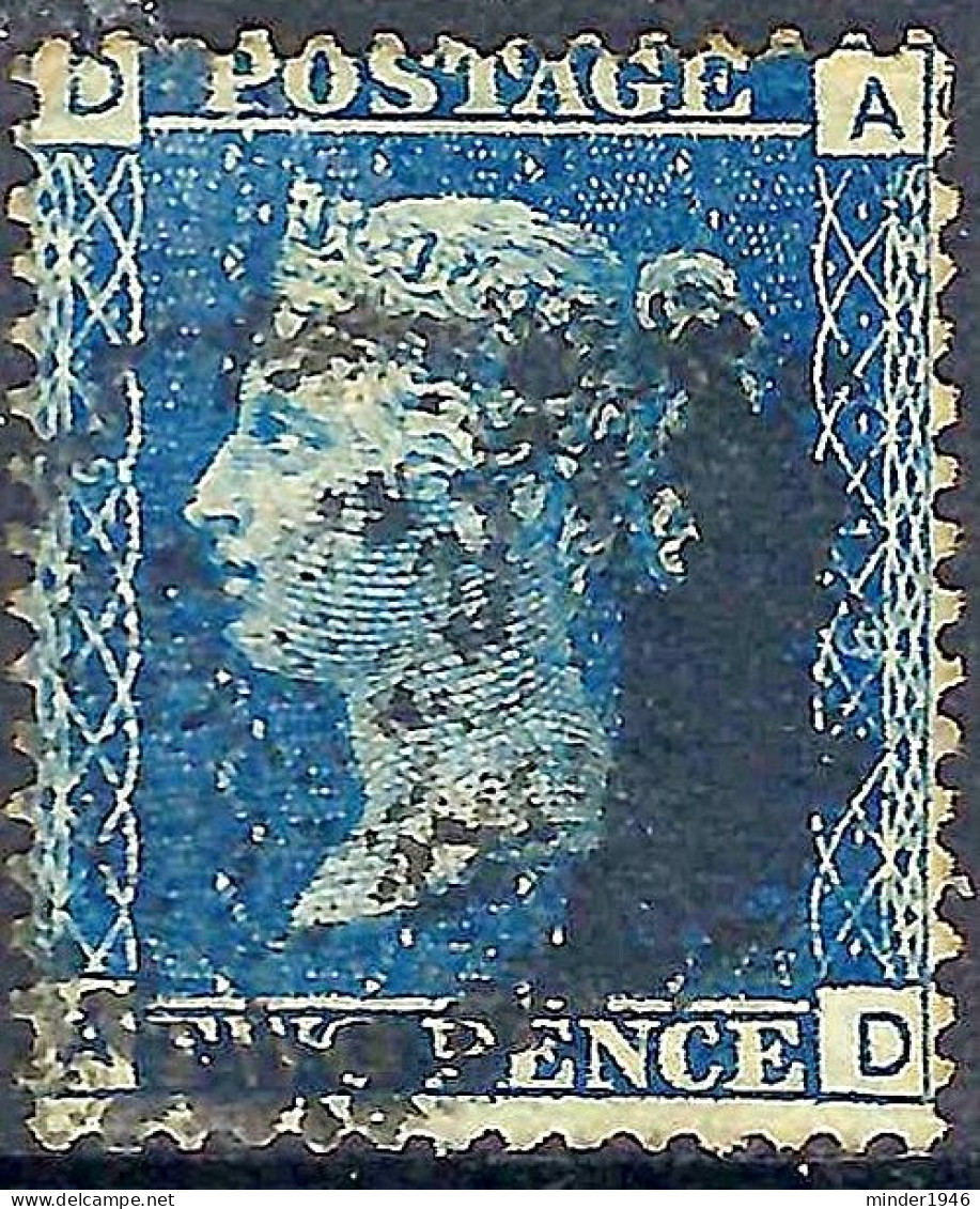 GREAT BRITAIN 1858 QV 2d BLUE PLATE 15 "DA" SG47 Used - Used Stamps