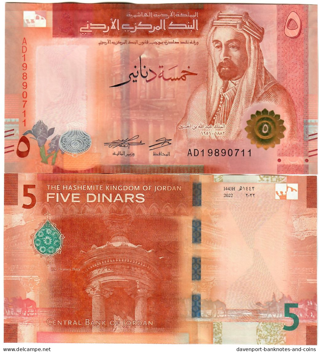 Jordan 5 Dinars 2022 (2023) UNC - Jordanien