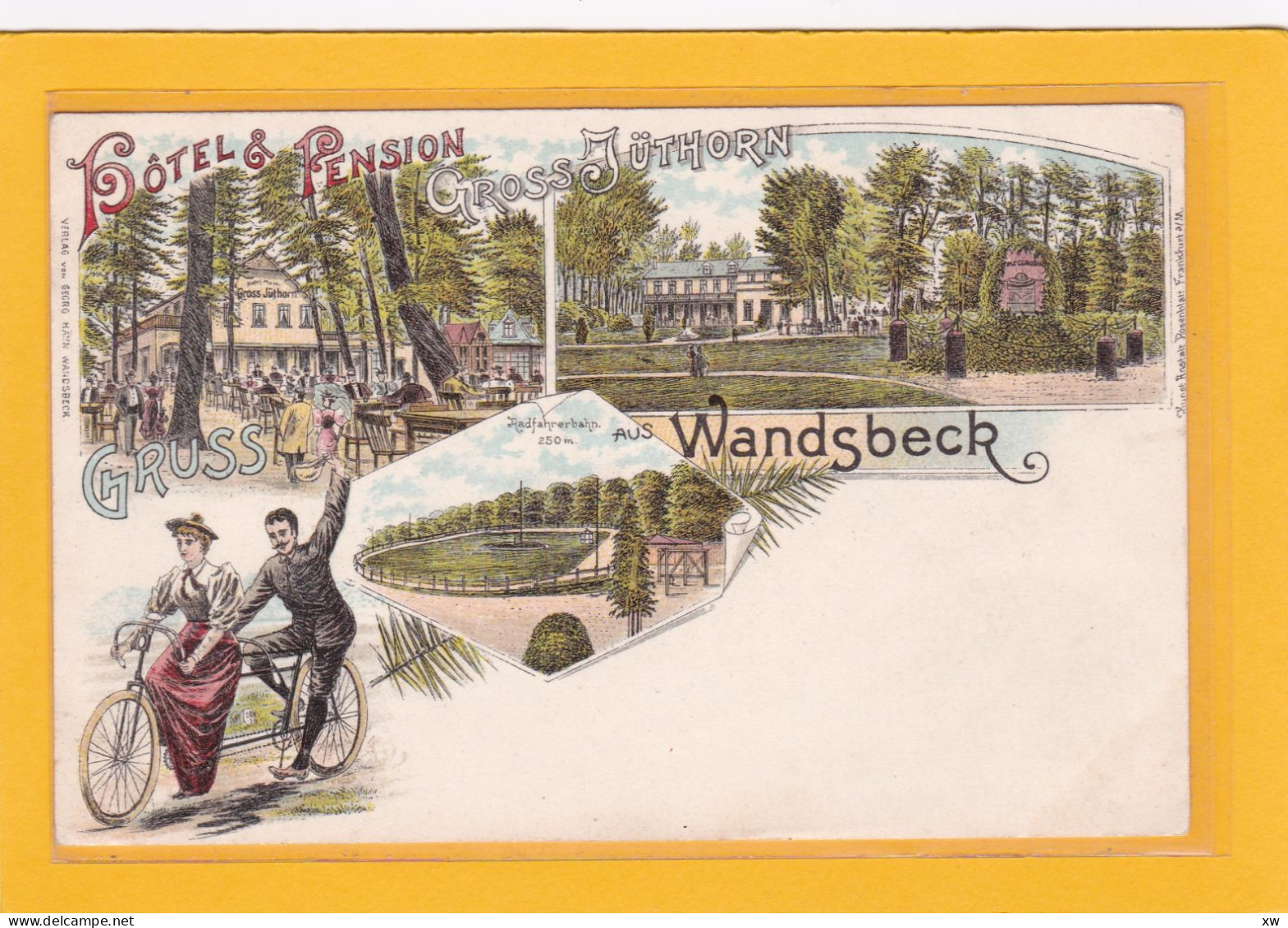 ALLEMAGNE - HAMBOURG - WANDSBEK - Carte Litho - Hôtel & Pension Gross Jüthorn - A 4915 / 16 - Wandsbek