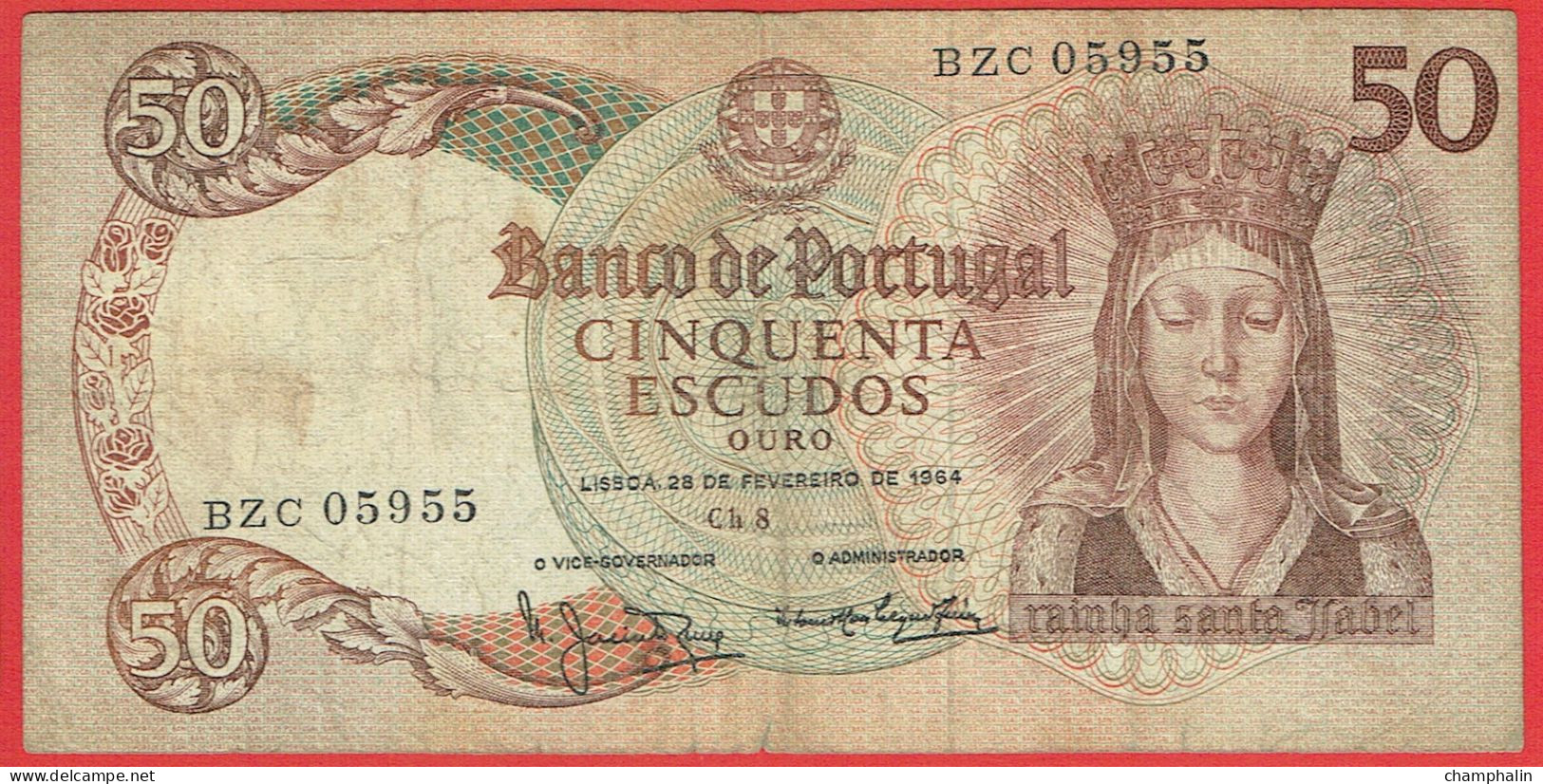 Portugal - Billet De 50 Escudos - Elisabeth D'Aragon - 28 Février 1964 - P168 - Portugal