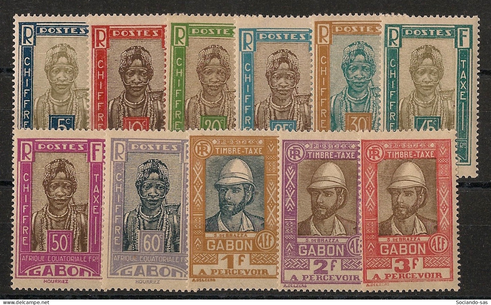 GABON - 1930 - Taxe TT N°YT. 12 à 22 - Série Complète - Neuf * / MH VF - Postage Due