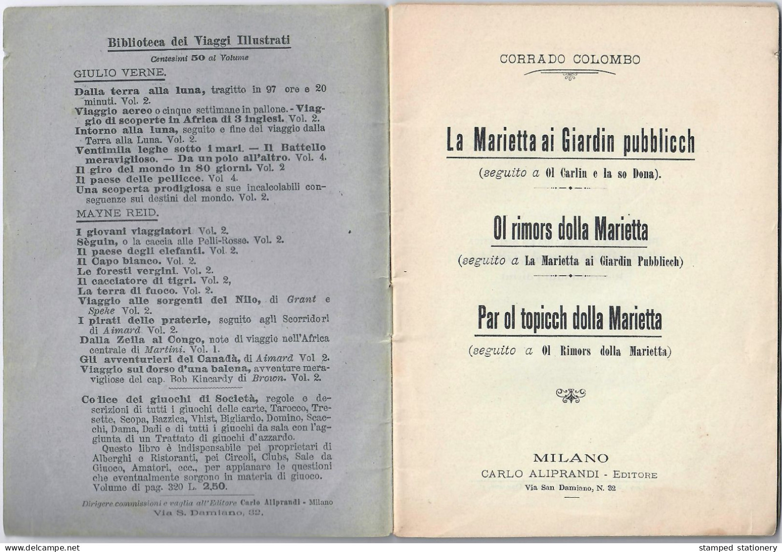 LA MARIETTA (TESTO IN DIALETTO MILANESE) DI CORRADO COLOMBO - ILLUSTRAZIONI DI LUCA FORNARI EDITORE CARLO ALIPRANDI 1904 - Theatre