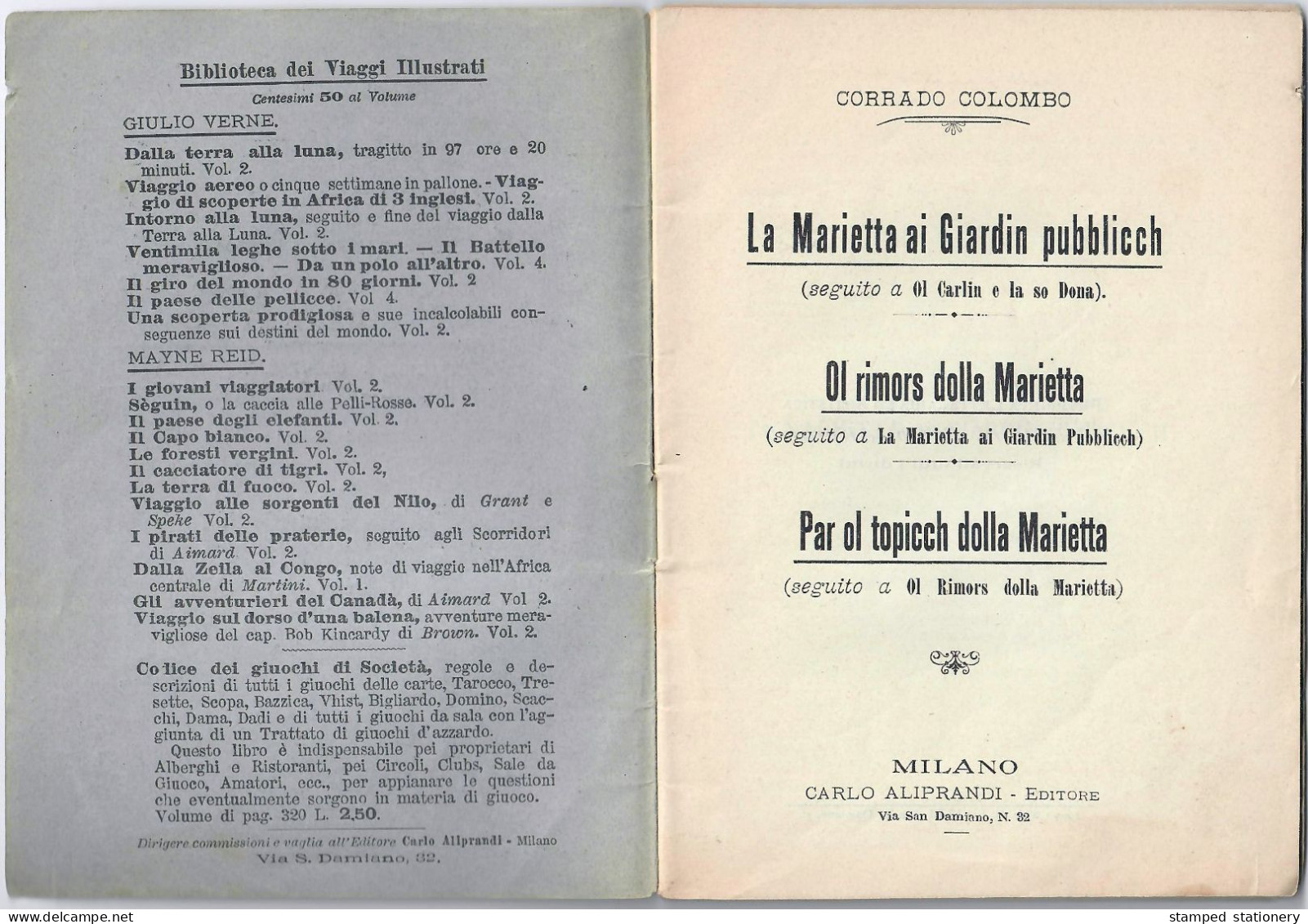 LA MARIETTA (TESTO IN DIALETTO MILANESE) DI CORRADO COLOMBO - ILLUSTRAZIONI DI LUCA FORNARI EDITORE CARLO ALIPRANDI 1904 - Teatro