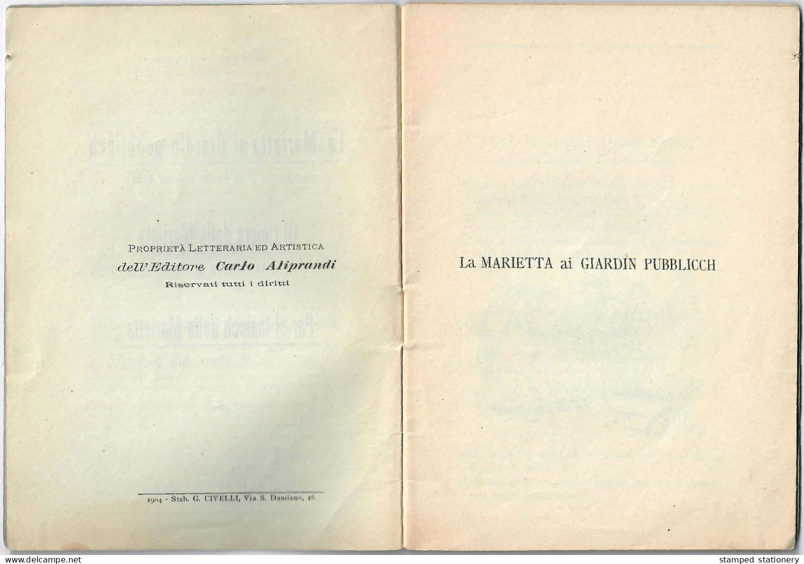 LA MARIETTA (TESTO IN DIALETTO MILANESE) DI CORRADO COLOMBO - ILLUSTRAZIONI DI LUCA FORNARI EDITORE CARLO ALIPRANDI 1904 - Theater