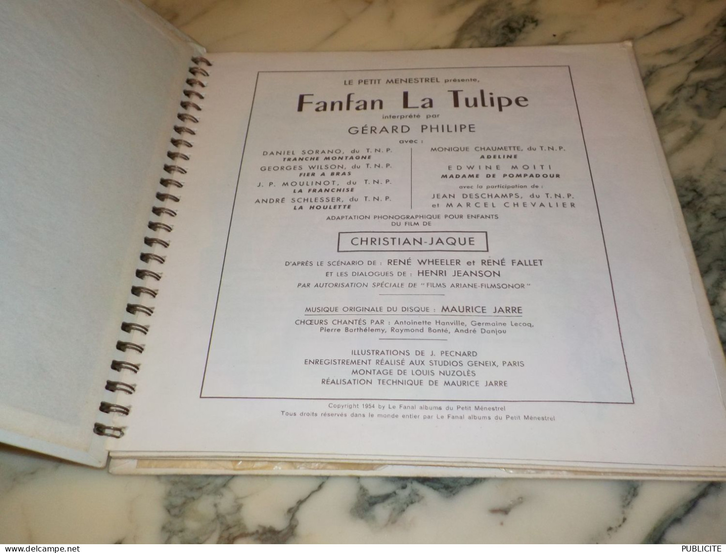 Vinyle 33 Tours Fanfan La Tulipe Gerard Philipe 1954 - Bambini