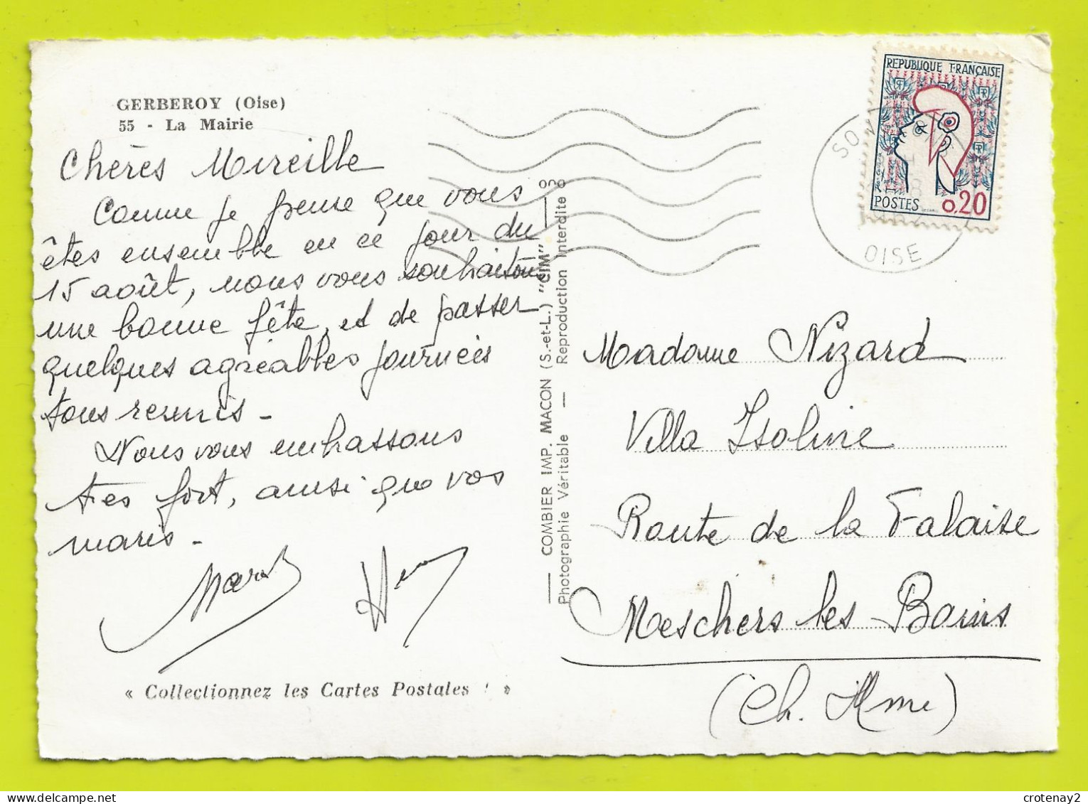 60 GERBEROY Vers Marseille En Beauvaisis N°55 La Mairie En 1962 VOIR DOS - Marseille-en-Beauvaisis