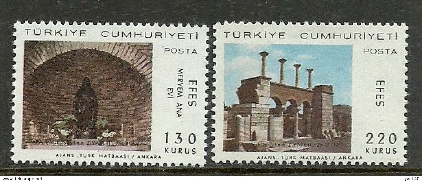 Turkey; 1967 The Visit Of Papa Paul VI. To Virgin Mary's House, Ephesus - Unused Stamps