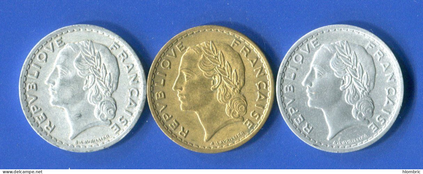 5 Fr  Allu  1945 B +1950 B  + 5 Fr  Bronze  1940 - 5 Francs