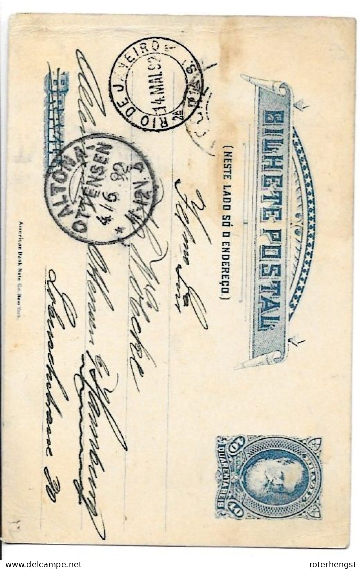 Brazil Used Stationary Card 12 From Porto Alegre To Hamburg Altona 1892 - Entiers Postaux