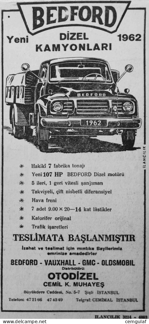 TRUCK ADVERTISING / "BEDFORD DIESEL TRUCKS HAVE STARTED DELIVERY." 1962 - Camion