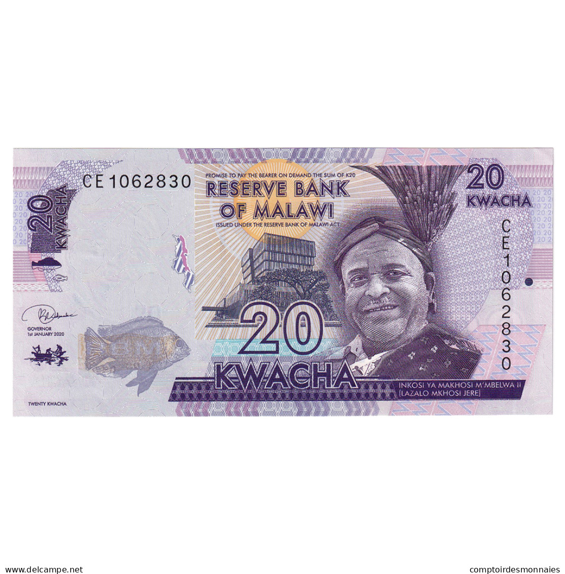 Billet, Malawi, 20 Kwacha, 2020, 2020-01-01, KM:57, NEUF - Malawi