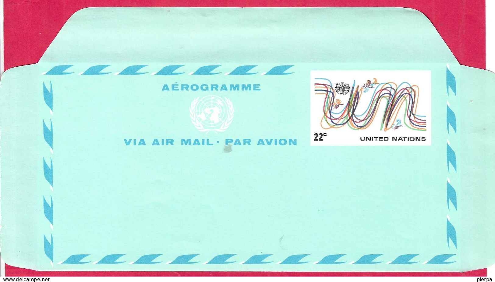 O.N.U. - 1977 - INTERO AEROGRAMMA CENT. 22 - NUOVO - FORMATO COMMERCIALE - Gebruikt