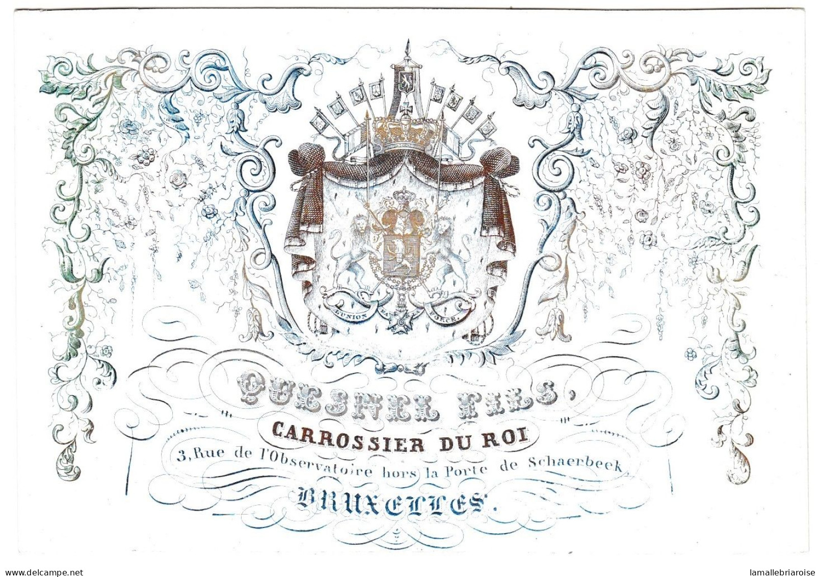 Belgique "Carte Porcelaine"  Porseleinkaart, Quesnel Fils, Carrossier Du Roi, Bruxelles, Dim:120x83mm - Porcelana