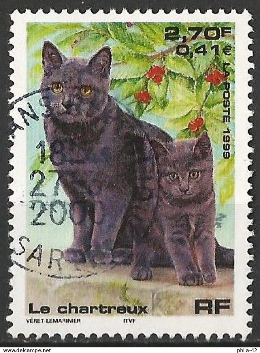 France 1999 - Mi 3424 - YT 3283 ( Carthusian Cat ) - Chats Domestiques