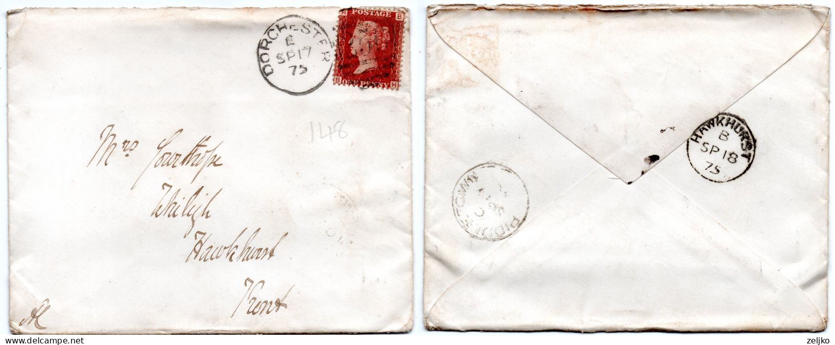 UK, GB, Great Britain, Letter From Dorchester To Hawkhurst 1875 - Brieven En Documenten