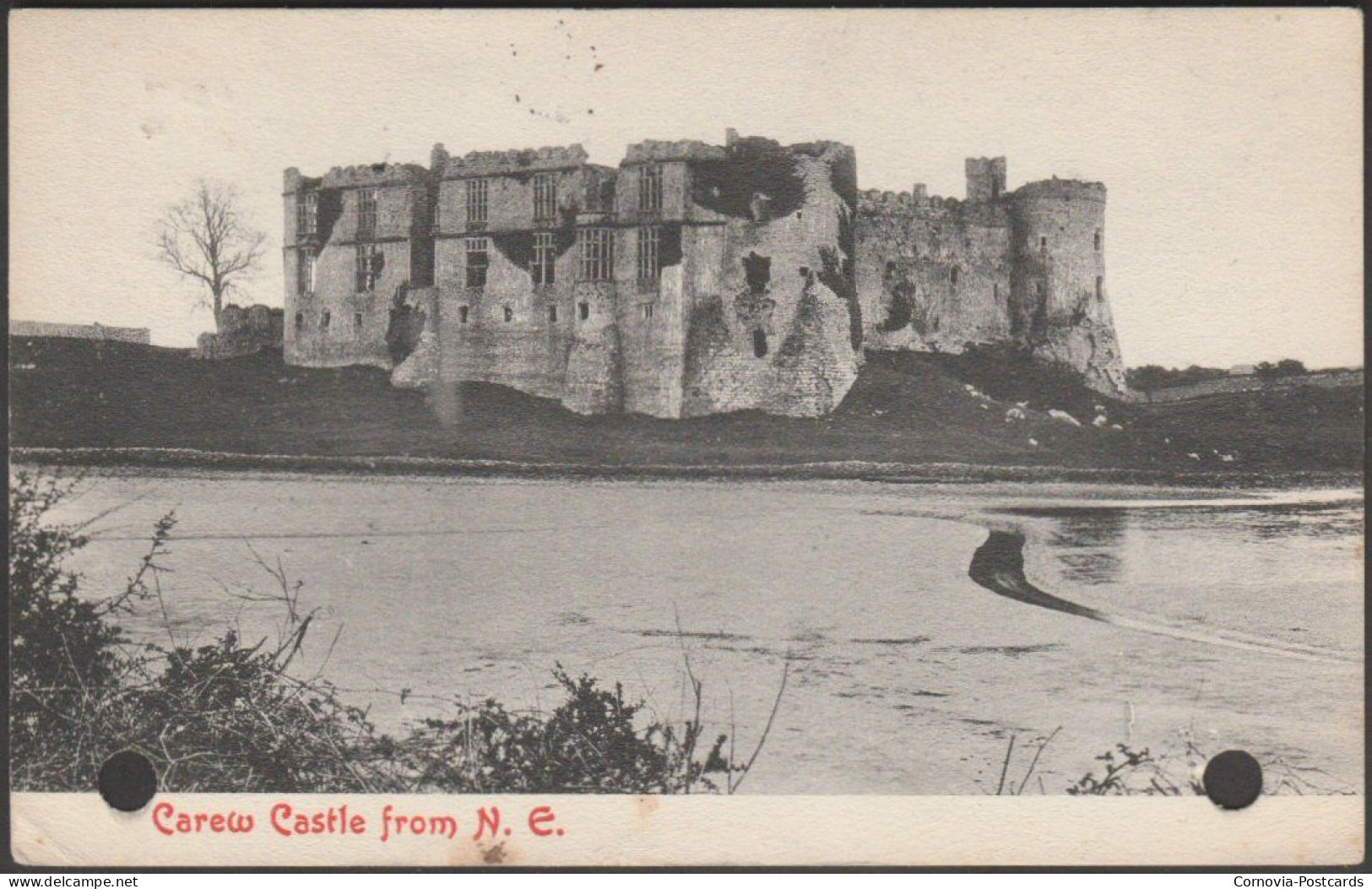 Carew Castle From North East, Pembrokeshire, 1912 - Harvey Barton Postcard - Pembrokeshire