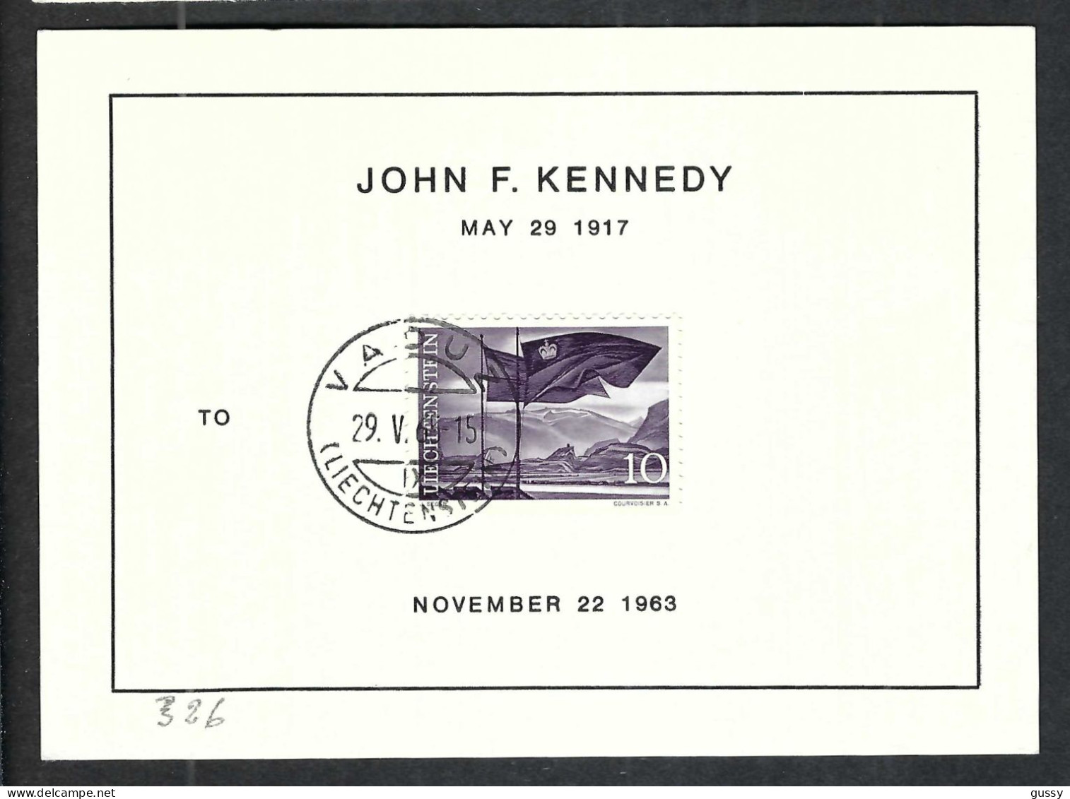 LIECHTENSTEIN 1965: Encart "J.F. Kennedy" De Vaduz - Briefe U. Dokumente