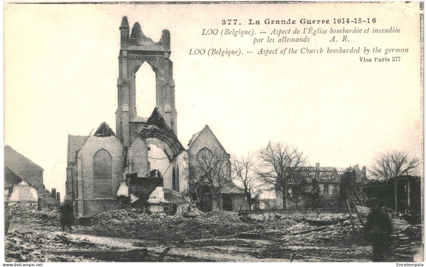 CPA Carte Postale Belgique Loo Guerre 1914-18 Aspect De L'église Bombardée VM72561 - Lo-Reninge