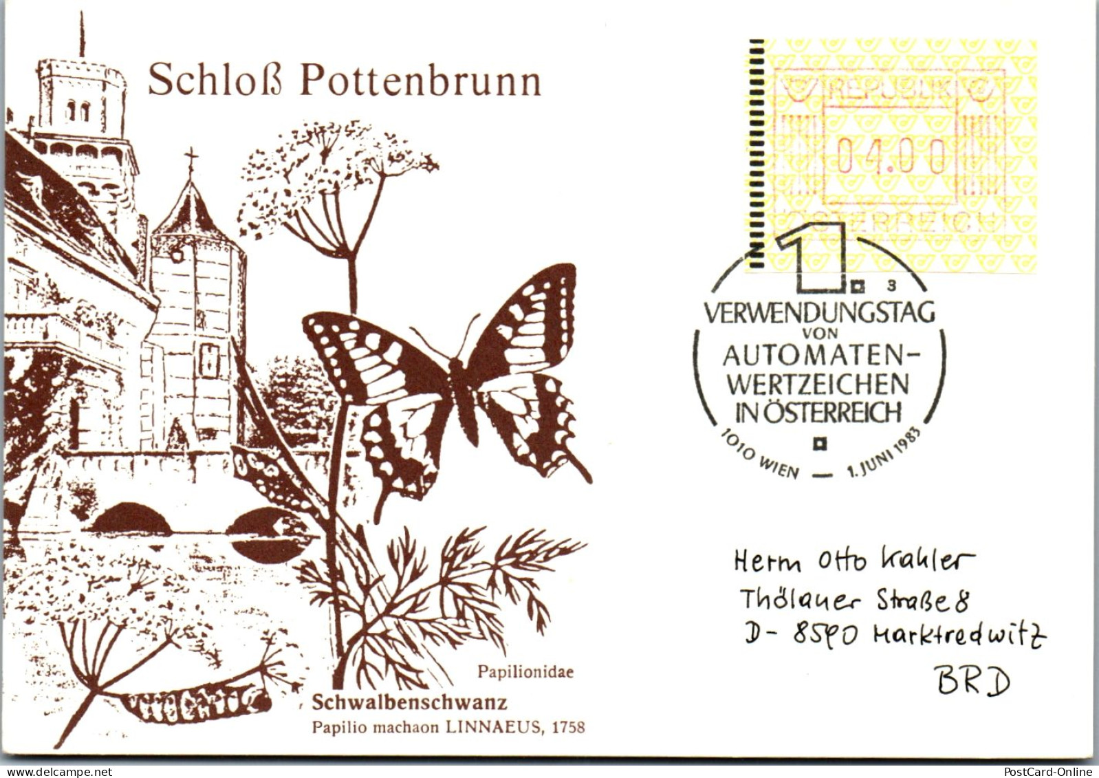 44581 - Österreich - Automatenmarke , Schloß Pottenbrunn , Automatenwertzeichen - Nicht Gelaufen 1983 - Machine Labels [ATM]
