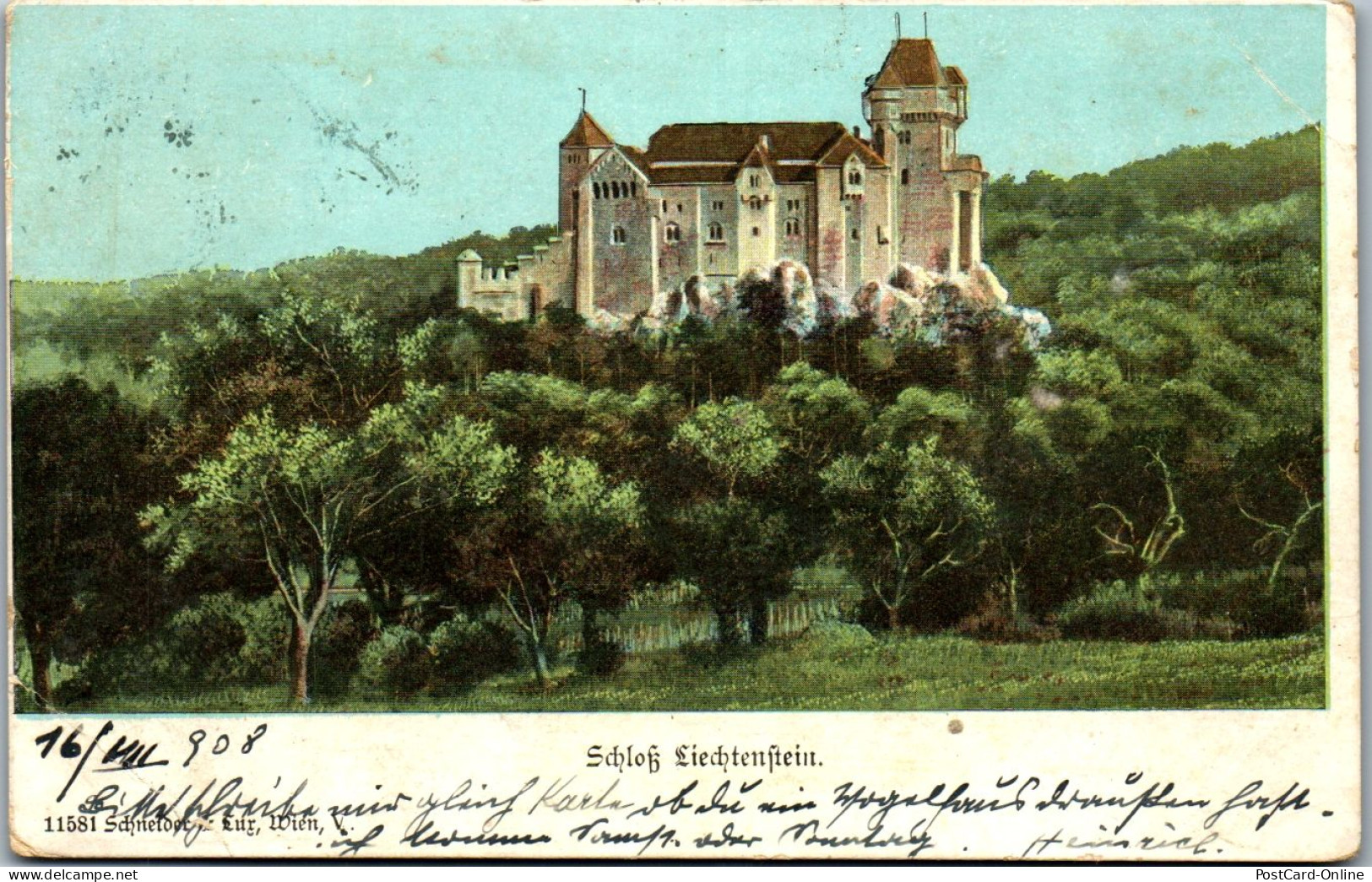 44532 - Niederösterreich - Schloss Liechtenstein ,  - Gelaufen 1908 - Mödling