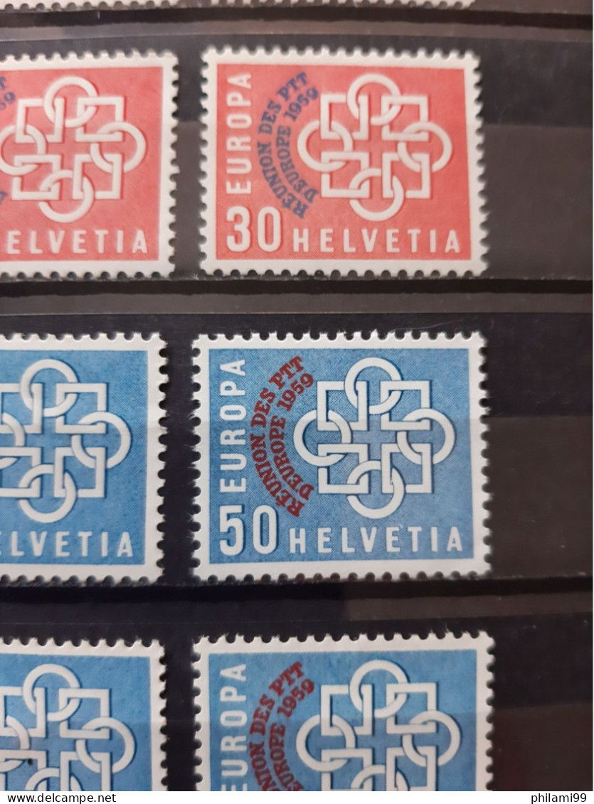 SWITZERLAND 1959 MNH** COT. Yv. 375 € (10x) EUROPA OVERPRINT PTT + NORMAL - Collections