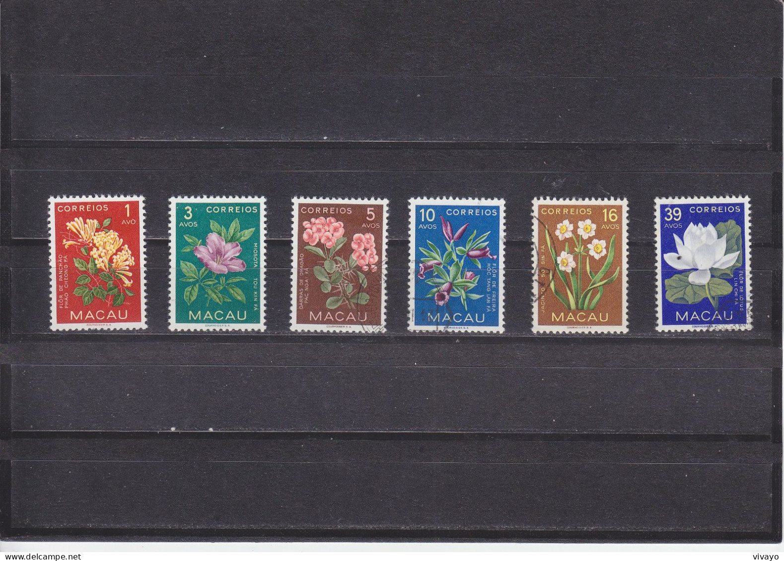 MACAU - MACAO - O / FINE CANCELLED - 1953 - FLOWERS - Yv. 363/67, 369       Mi. 394/98, 400 - Gebraucht