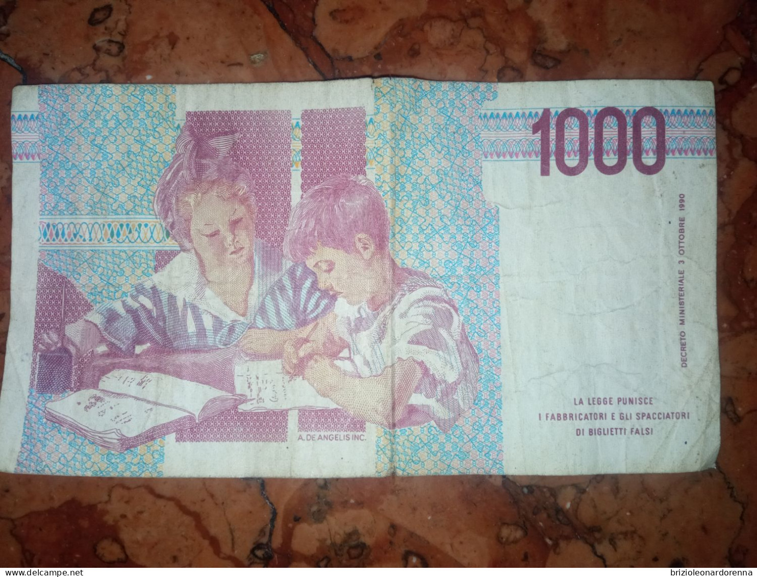 1000 Lire Montessori Fazio-Speziali 3 Ottobre 1990 - 1000 Lire